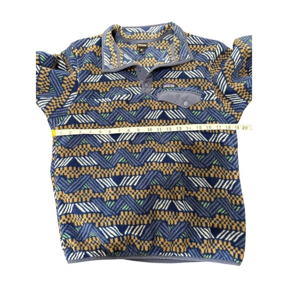 Patagonia Synchilla Fleece Pullover Snap-T Geometric Blue Cliffside Kids XXL - Picture 4 of 6